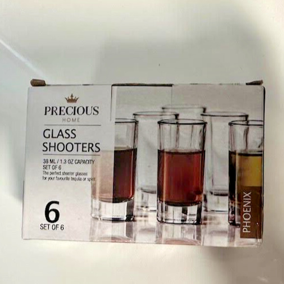 New Precious Home Glass Shooters 1.3 oz. 6 clear shot glasses - Picture 1 of 5